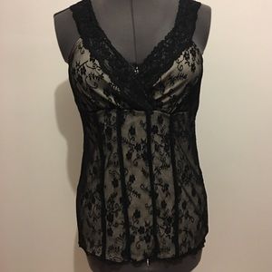 Beautiful white lined black lace design camisole